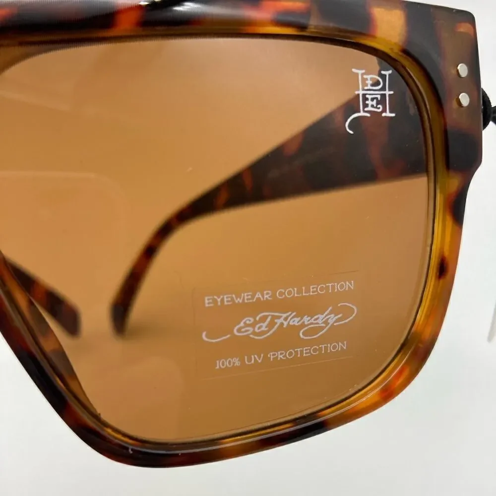 NWT Ed Hardy Immortals Style Shiny Tortoise Unisex Sunglasses
